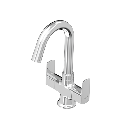 Central Hole Basin Mixer with Braided Hoses