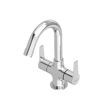 Central Hole Basin Mixer with Braided Hoses