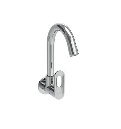 Sink cock with swinging spout wall mounted